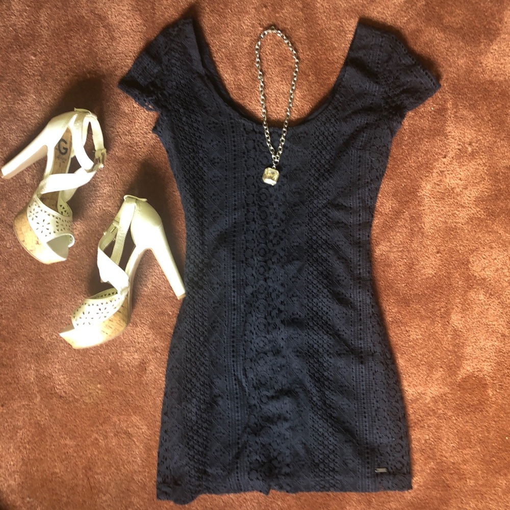 Hollister navy bodycon lace dress size 0